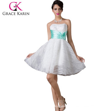 Grace Karin A linha Princesa Sweetheart Tulle White Vestidos de Cocktail de renda curta CL6211